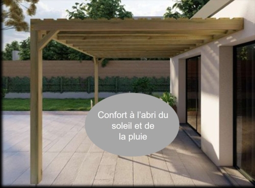 Pergola adossée - Larg: 9 m X Prof: 5 m 