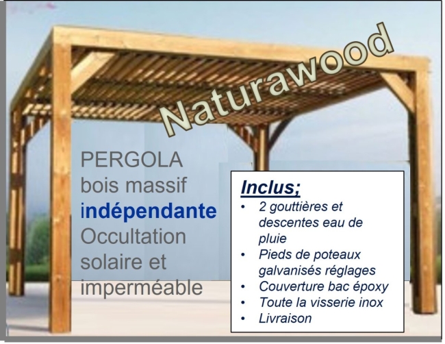 Pergola indépendante - Larg: 10 m X Prof: 3 m 